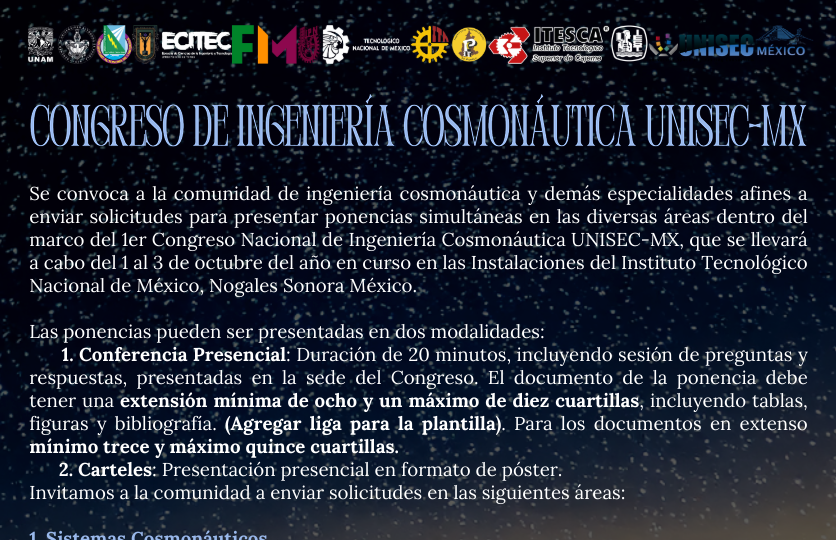 1er Congreso Internacional de Ingeniería Cosmonáutica UNISEC-MX